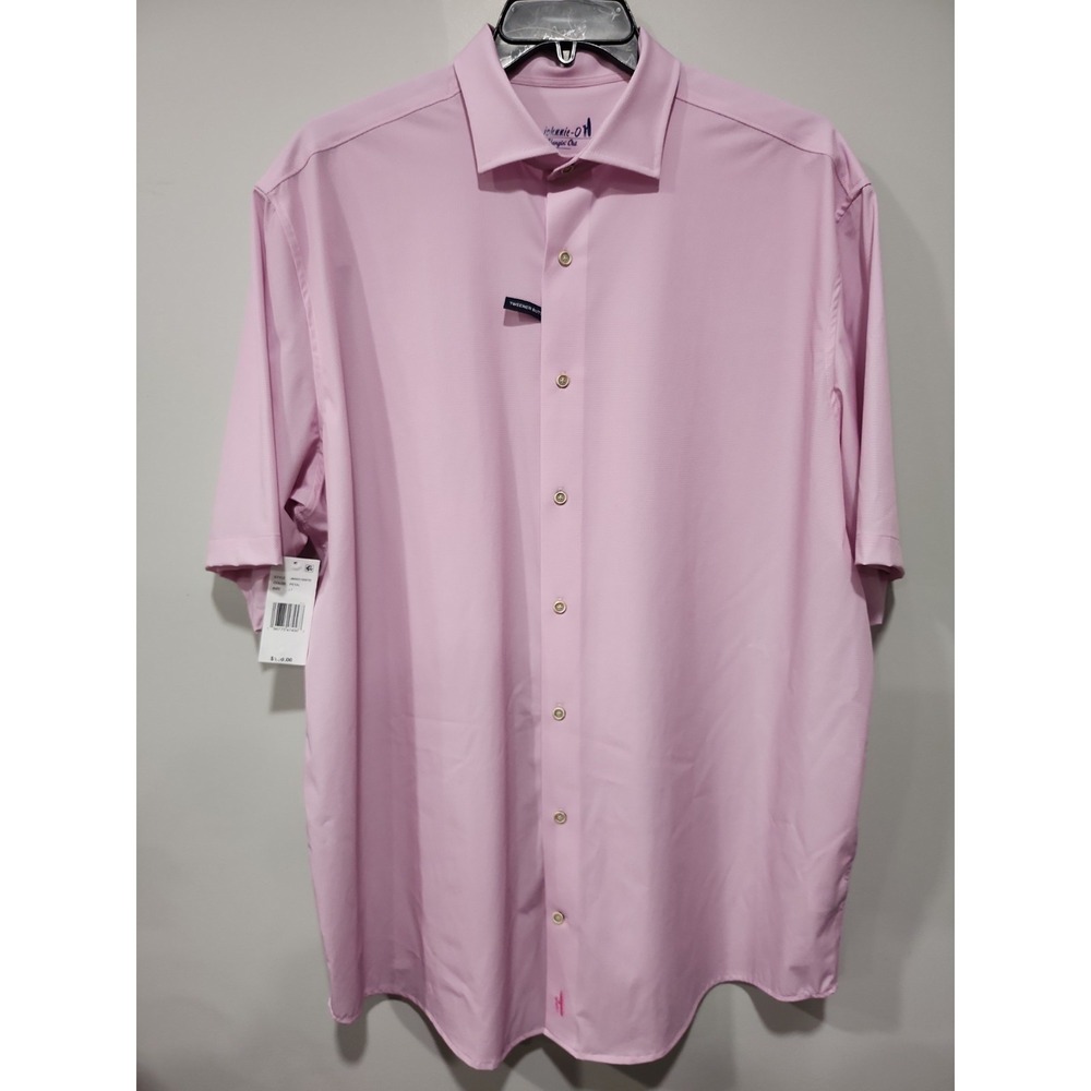 Johnnie-O NWT Polo Shirt Mens LT Hangin' Out Petal Pink Short Sleeve Button-up